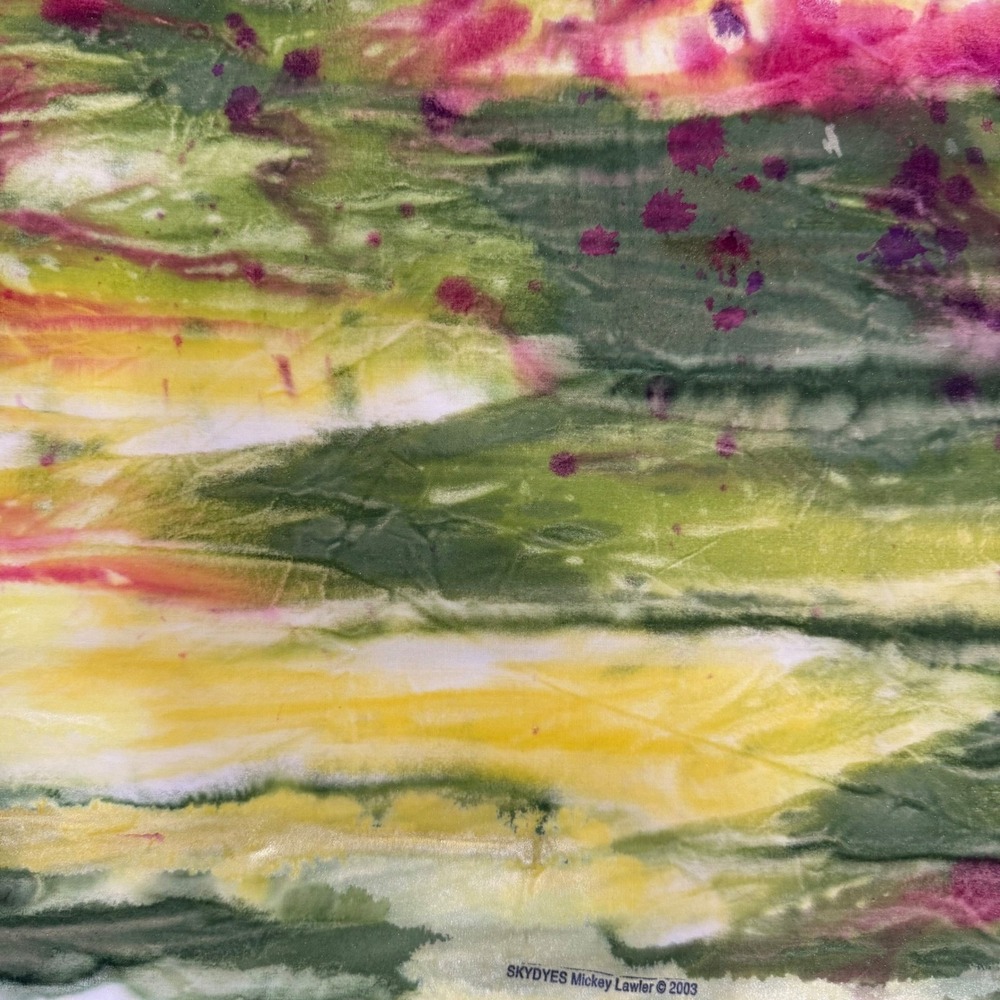 SkyDyes Mickey Lawler 2003 Hand Dyed Fabric Remnant 0.9 yd  33x43" Yellow Green